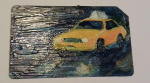 A painting by Victoria McKenzie on a discarded Metropolitan Transportation Authority (MTA) MetroCards. She saw a boost in sales after a recent run-in with MTA officials over copyright infringement.
