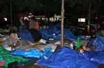 Tarps and sleeping bags lined the surface of Zucotti Park on Wednesday night, as Occupy Wall Street continued for an 11th straight night. Photo by Chris Palmer