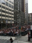 Thousands streamed into lower Manhattan despite, and in some cases, in defiance of renewed threats of attack. (photo by Edna Ishayik)