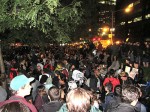 Zuccotti Park was overflowing with people this morning, as protestors celebrated a postponement of the cleanup that was scheduled by the park's management company, Brookfield Properties, and endorsed by Mayor Bloomberg. Photo by Chris Palmer