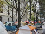 Nearly 100 tents have been set up on the western plaza outside Philadelphia's City Hall, as part of the Occupy Philly movement. Photo by Chris Palmer