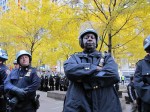 NYPD occupied Zuccotti Park this morning, refusing to allow protestors to re-enter after they were evicted by police last night. Photo by Chris Palmer
