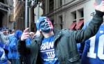 Giants Parade: Excited fan wears a Giants mask