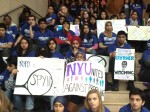 NYU students sit on Kimmel Hall Grand Stairs in protest of the NYPD surveillance of muslim students. Photo by Dominique Z. Scott