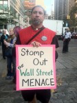 Robert Cammiso of Park Slope, Brooklyn, at the South Street Seaport Sept. 17 shortly before marching onto Wall Street. Cammiso, 49, went back to school after being laid off from his construction job in 2009. Photo by Timothy Weisberg.