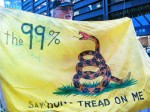 Bill Steyert, 69, of Queens, displays his "battle flag". Steyert is a Vietnam veteran who said he has been protesting since the late 60s. Photo taken by Breana Jones.