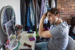 September 18,2022- Chase brushing his hair in his vanity mirror before he heads outside for the day.