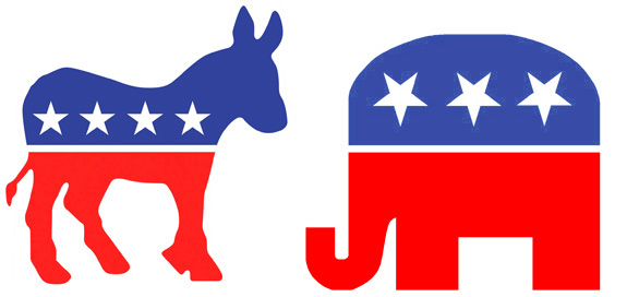 Democratic Donkey and Republican Elephant Icons