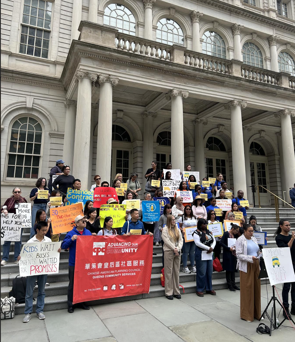Image for Rally at City Hall Calls for Reform of 45-Year-Old School Bus Contracts